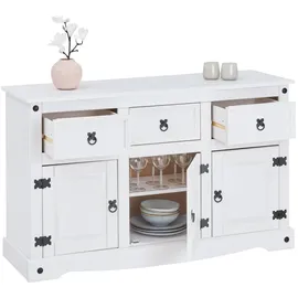 CARO-Möbel Sideboard 124 x 76 x 40 cm Weiß