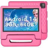 ITDULCET Kinder-Tablet, 10 Zoll Android 14 Tablet für Kinder, 8GB RAM 64GB ROM, Octa-Core, Schnelllade-Akku, mit stoßfester Hülle, Bluetooth, WLAN, Kindersicherung, Dual-Kamera, GPS