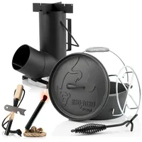 CampFeuer 6-teiliges Survival Set mit Dutch Oven, Feuerstahl, Zunder und Raketenofen | Notfall Feuerzeug mit Zubehör, Notfallausrüstung für Camping | Funkenstab, Zündstab, Survival Set, Fire Starter