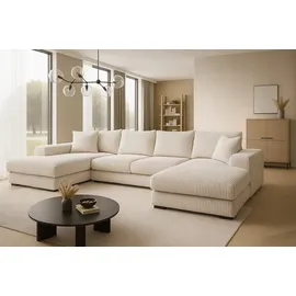 A&J MöbelLand Eckcouch 2-Sitzer mit Schlaffunktion Beige