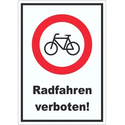 Radfahren verboten Aufkleber A9 (37x52mm)