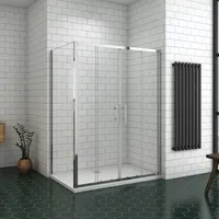 120X90X190cm U-Duschkabine Eckeinstieg Duschabtrennung Schiebetür Duschtür mit 5mm Sicherheitsglas - Silber