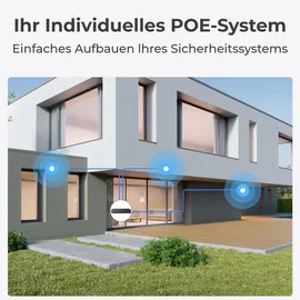 Reolink 12MP PoE Kamerasystem, 16-Kanal NVR mit 2TB HDD für 24/7 Aufzeichnung und 4X 12MP Überwachungskamera+8CH