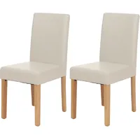 MCW 2er-Set Esszimmerstuhl Stuhl Küchenstuhl Littau Leder, weiß, helle