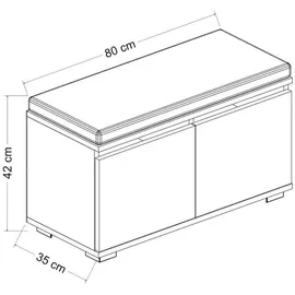 [en.casa] Schuhbank Brande mit 4 Ablagefächern 42x80x35cm Eiche/Schwarz