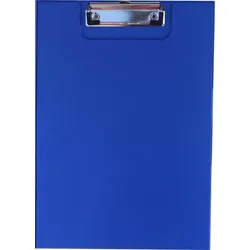 Klemmbrettmappe / Schreibmappe  A4 economy Graupappe, PVC-Folien Überzug, Drahtbügelklemme, Vorderdeckel, leinengeprägt, Farbe: Blau - 1 Stück