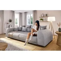 Levana - Big Sofa 5 Sitzer boxspringfederung lounge Sofa in Hellgrau Cord-Stoff