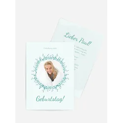 Geburtstagseinladung selbst gestalten mit Spruch und Fotos im Onlinedesigner bei Meine-Kartenmanufaktur.de