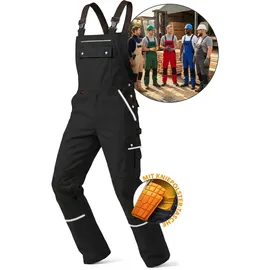 TMG INTERNATIONAL Textile Management Group TMG® | Lange Arbeitslatzhose Herren, Schwarze Latzhose mit Kniepolstertaschen aus Cordura, viel Stauraum, robust | 25 - 25