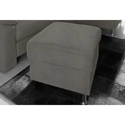 Hocker SIT & MORE "Top Ascara", grau, B:55cm H:46cm T:55cm, Luxus-Microfaser (100% Polyester), NaturLeder, Hocker, Polsterhocker