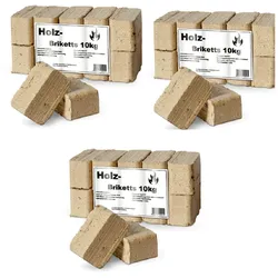 Ruf Holzbrikett 30kg Mischholzspähne rechteckige Form aus deutschen Wäldern helle Farbe 3x10kg