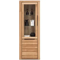 Wohnzimmervitrine schmal in Eichefarben 2 türig