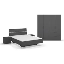 inosign by rauch Schlafzimmer-Set INOSIGN BY RAUCH "Komplettschlafzimmer Schlafzimmer Challenger (Set 4-teilig)", grau (grau metallic), Schrankbreite/-höhe 181/197cm + ohne Matratze, B/H: 140cm x 200cm, Holzwerkstoff, Schlafzimmermöbel-Sets, Schrank 2 Breiten, Bett 3