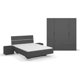 inosign by rauch Schlafzimmer-Set INOSIGN BY RAUCH "Komplettschlafzimmer Schlafzimmer Challenger (Set 4-teilig)", grau (grau metallic), Schrankbreite/-höhe 181/197cm + ohne Matratze, B/H: 140cm x 200cm, Holzwerkstoff, Schlafzimmermöbel-Sets, Schrank 2 Breiten, Bett 3