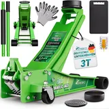 TRESKO® Wagenheber hydraulisch 3T Hubhöhe 75-510mm | Hydraulik KFZ Rangierwagenheber flach Doppelkolben & 360° Rollen inkl. 2X Gummiauflage, Sch...