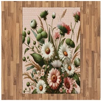Teppich Flachgewebe Deko-Teppiche für das Wohn-,Schlaf-, und Essenszimmer, Abakuhaus, rechteckig, Blumiger Eukalyptus Errötende Frühlingsblumen Polka Dot grün|rosa 120 cm x 180 cm