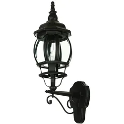 Licht-Erlebnisse Außenwandleuchte BREST Aluminium Glas Vintage Design Landhaus wetterfest E27 Rustikale Wandlampe Balkon Haus Hof, 3381black