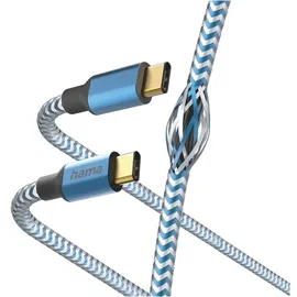 Hama USB-Cable Reflectiv USB-C To USB-C 1.5 M Blue