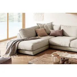 KAWOLA Wohnlandschaft U-Form Madeline Cord Longchair rechts cremeweiß