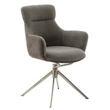 MCA Furniture MCA PELION 4 Fuß Stuhl mit Armlehnen Edelstahl/Stoffbezug 360° drehbar