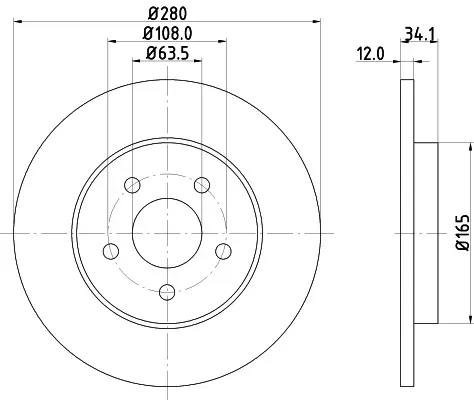 DON Bremsscheibe pcd18122 280mm 12mm für Ford JAGUAR