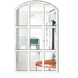 Wandspiegel in Fensteroptik, Retro Bogen Spiegel Wandspiegel, Vintage Fensterspiegel Dekospiegel mit Rahmen für Flur, Schlafzimmer, Wohnzimmer (Weiß,MZ424)