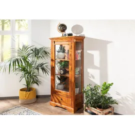Massivmoebel24 Vitrine Akazie 72 x 40 x 155 cm Honig