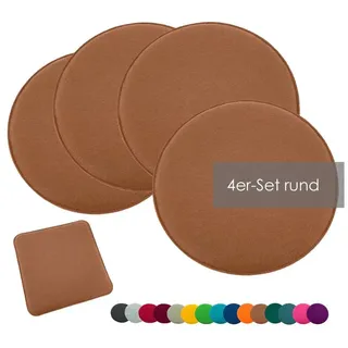 heimtexland ® 4er Pack Sitzkissen Filz Stuhlkissen Bodenkissen Polster Stuhlauflage Indoor Outdoor Kissen rund Typ631 Filzkissen Camel braun 35x35 cm 4 Stück