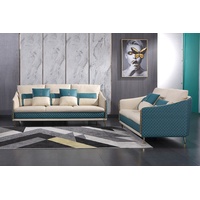 JVmoebel Sofa Moderne Sofagarnitur 3+2 Sitzer Set Design Edelstahlfüße Neu, Made in Europe blau