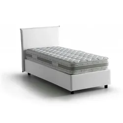Dmora Einzelbett Catia, Containerbett mit Stoffbespannung, 100% Made in Italy, Frontöffnung, inklusive Matratze Cm 80x200, Weiß