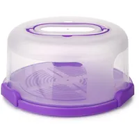 Spesh Runde Kuchenträger mit Tragegriff 10 Zoll Wiederverwendbar Kuchenbehälter Tortenbutler mit Schneiderillen PP-Kunststoff Kuchencontainer Ø 30x15 cm (Lila)