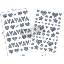 Maildor Stickerbogen 10,5x16 cm 20 Stück holografisch Herzen und Sterne