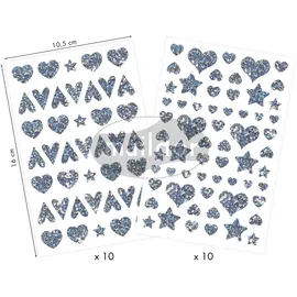 Maildor Stickerbogen 10,5x16 cm 20 Stück holografisch Herzen und Sterne
