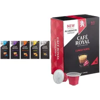 Café Royal Probierbox Classic - 50 Nespresso* kompatible Kapseln aus Aluminium, 5 Sorten (5 x 10 Aluminium Kapseln) & Lungo Forte 36 Nespresso®* kompatible Kapseln aus Aluminium, Intensität 8/10