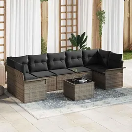 vidaXL Garten-Sofa-Set mit Kissen Grau Polyrattan 3345279