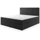 m-punkt Boxspringbett Manila mit Bettkasten Webstoff Schwarz Bett Bettkasten
