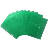 EXXO by HFP 35036 Dokumententaschen Sammelmappen Sichttaschen A5 quer transparent grün- Dokumentenmappe zum Abheften mit EURO-Lochung, Abheftrand, Klappe und Klettverschluss - 10 Stück