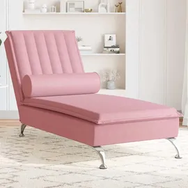 vidaXL Massage-Chaiselongue mit Nackenrolle rosa