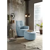 set one by Musterring Relaxsessel »SO 1450«, (Set), mit Dreh- und Wippfunktion, inklusive Hocker blau