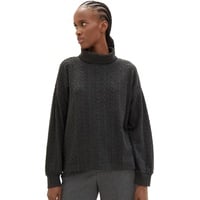 TOM TAILOR Denim Damen Strickpullover mit Rollkragen, Shale Grey Melange, L - L