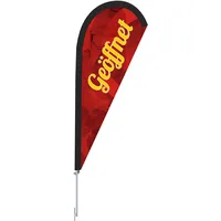 Vispronet Beachflag - Geöffnet versch. Farben ✓ versch. Halterungen ✓ Tropfenform ✓ Höhe 2,04 m ✓ Indoor & Outdoor (mit Erdspieß, Rot-Gelb)