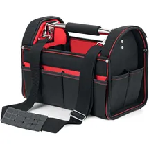 Wiltec Werkzeugtasche Größe Xl 44x22x25 cm, Werkzeugbeutel mit verstellbarem Schultergurt und Tragegriff, Innen- und Außenfächer, Aufbewahrungstasche
