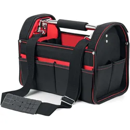 Wiltec Werkzeugtasche Größe Xl 44x22x25 cm, Werkzeugbeutel mit verstellbarem Schultergurt und Tragegriff, Innen- und Außenfächer, Aufbewahrungstasche
