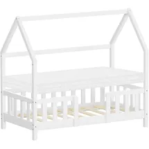 ML-Design Kinderbett Hausbett 70 x 140 cm Kiefer massiv weiß