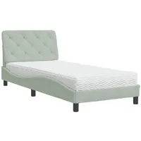 VidaXL Bett mit Matratze Hellgrau 80x200 cm Samt