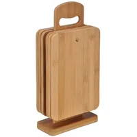 Gravidus Frühstücksbrettchen Holz 6-tlg.  mit Ständer  -  Braun