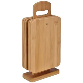 Gravidus Frühstücksbrettchen Holz 6-tlg.  mit Ständer  -  Braun