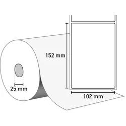 Zebra Z-Perform 1000T (ungestrichenes Papier) 102 mm x 152 mm / weiß / permanent / 25 mm Kern / 475 Etiketten je Rolle / gestanzt 800294-605