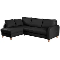 Ecksofa Compact Leder Schwarz