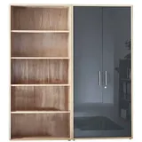 BMG Möbel Schrankwand Office Edition abschliessbarer Aktenschrank Büroschrank Büromöbel Regal in Eiche Sonoma/Anthrazit Hochglanz (Set 1 Hoch)